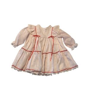 VINTAGE  kids toddler dress red and white